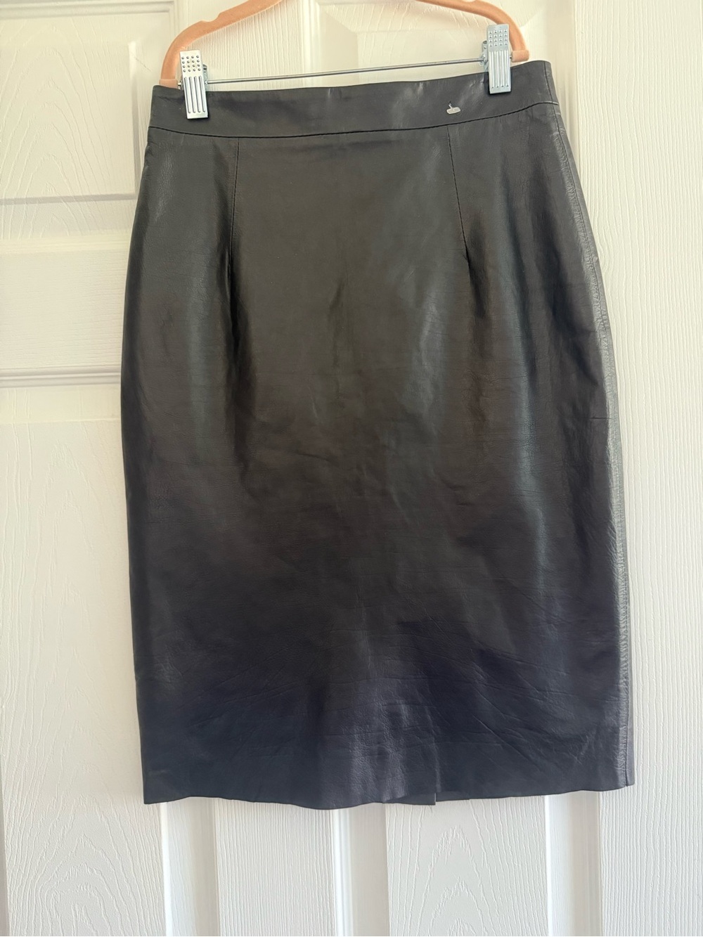 Milly Black Leather Pencil Skirt